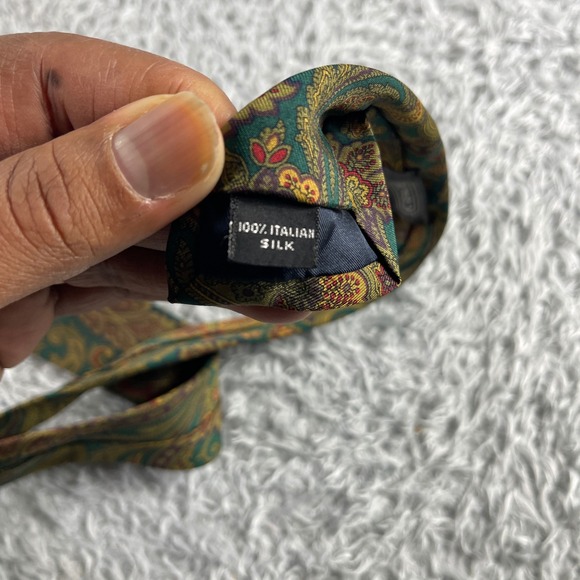 Coach Mens Green Paisley 100% Italian Silk Luxury Neck Tie - Picture 5 of 5
